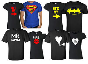 COUPLES LOVE MATCHING TSHIRT BATMAN /MR and MRS / YOU are MINE Personalised gift