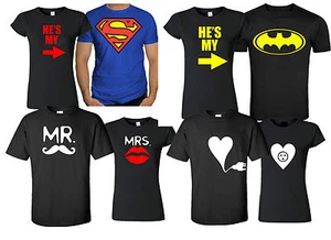 PAARE LIEBE PASSENDES T-SHIRT BATMAN/MR und MRS/DU bist MEIN personalisiertes Geschenk - Bild 1 von 12