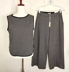 Max Studio Tank Top & Cropped Wide Leg Trousers Pants 2pc Set Size S Stretch NWT - Picture 1 of 15