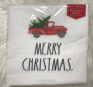 Rae Dunn Merry Christmas ROT LKW Einweg Mittagessen Servietten 40 Servietten - Neu in Verpackung - Bild 1 von 8