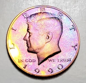TONED 1990S KENNEDY HALF DOLLAR PROOF UNC #C5200 - Picture 1 of 2