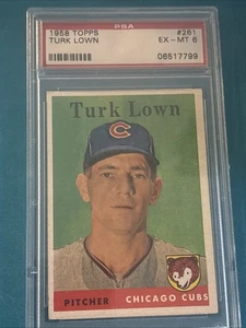 1958 Topps #261 Turk Lown Cubs PSA 6 EX-MT 6 - Picture 1 of 3