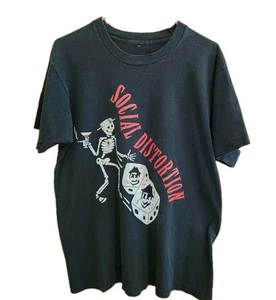 T-shirt vintage Social Distortion 1992 Bad Luck Tour double face punto singolo Lrg - Foto 1 di 17