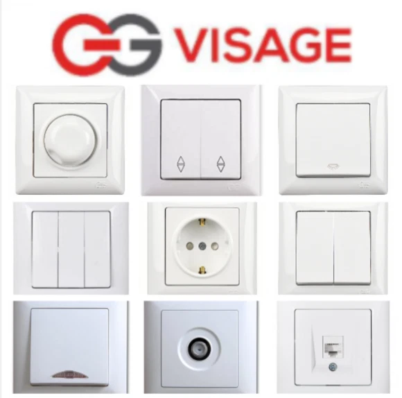 GUNSAN Visage weiß Schalter Steckdose Lichtschalter Schuko Auswahl - Bild 1 von 1