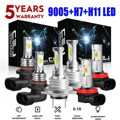 For Mitsubishi Outlander 2014-2016 LED Headlight Bulbs Hi Lo Beam Fog Light  6PC - Image 1 of 4