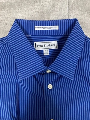 Camisa Paul Fredrick 17-35 Ajuste Imperial 100 Dos Capas Algodón Dobby Puño Francés Foto 1 de 4