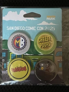 South Park Pins Button 4er Pack! Neue SDCC 2025 Exclusive Cheesy Poofs Rosinen - Bild 1 von 1