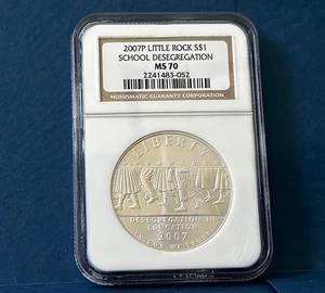 2007-P Little Rock Desegregation Commemorative Silver Dollar NGC MS70  OGP & COA - Picture 1 of 3