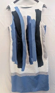 Vestido Vaina Chetta B Paint Streak Buceo Ajustado Azul Multi Blanco Talla 12 Sin Mangas - Imagen 1 de 6