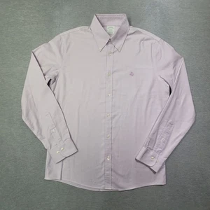 Brooks Brothers Shirt Mens Medium Purple Milano Button Down Supima Golden Fleece - Picture 1 of 8