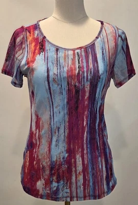 Top de malla Vivienne Vivienne Tam vintage para mujer L colorido arte abstracto para usar Foto 1 de 4