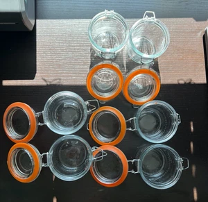 6 Glass Jars with Airtight Lids - 8 oz - Slightly Used - FREE SHIPPING - Picture 1 of 6