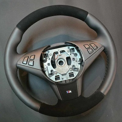 BMW E60 E61 E63 E64 M5 M6 M Sport Steering Wheel Real Leather 528i 530i 535i 540 - Image 1 of 3