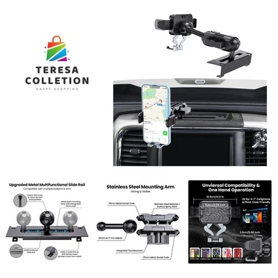 Metal Phone Mount for Ram Truck 2013-2018, Dash Mount Cell Phone Holder Compa...