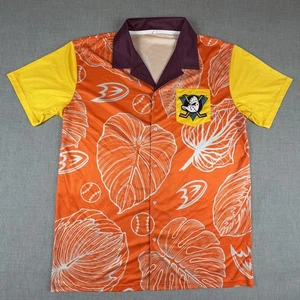 Anaheim Ducks Shirt Mens XL Orange Yellow NHL Hockey Hawaiian Aloha Button Up - Picture 1 of 7