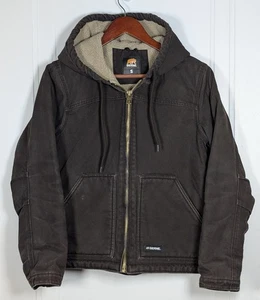 Berne Jacket Womens Small Brown Sherpa Lined Hooded Canvas Jacket Barn Coat Zip - Picture 1 of 6