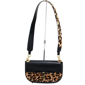 Salvatore Ferragamo One-Shoulder Tasche schwarz beige Leopardenmuster Leder Pony - Bild 1 von 11