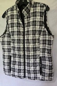 Relativity Women's Black White Gingham Lightweight Zip Vest Size L - Picture 1 of 12