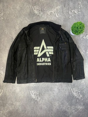 Chaqueta de cuero Alpha Industries vintage años 90 aviación de vuelo EE. UU. negra para hombre talla L Foto 1 de 4