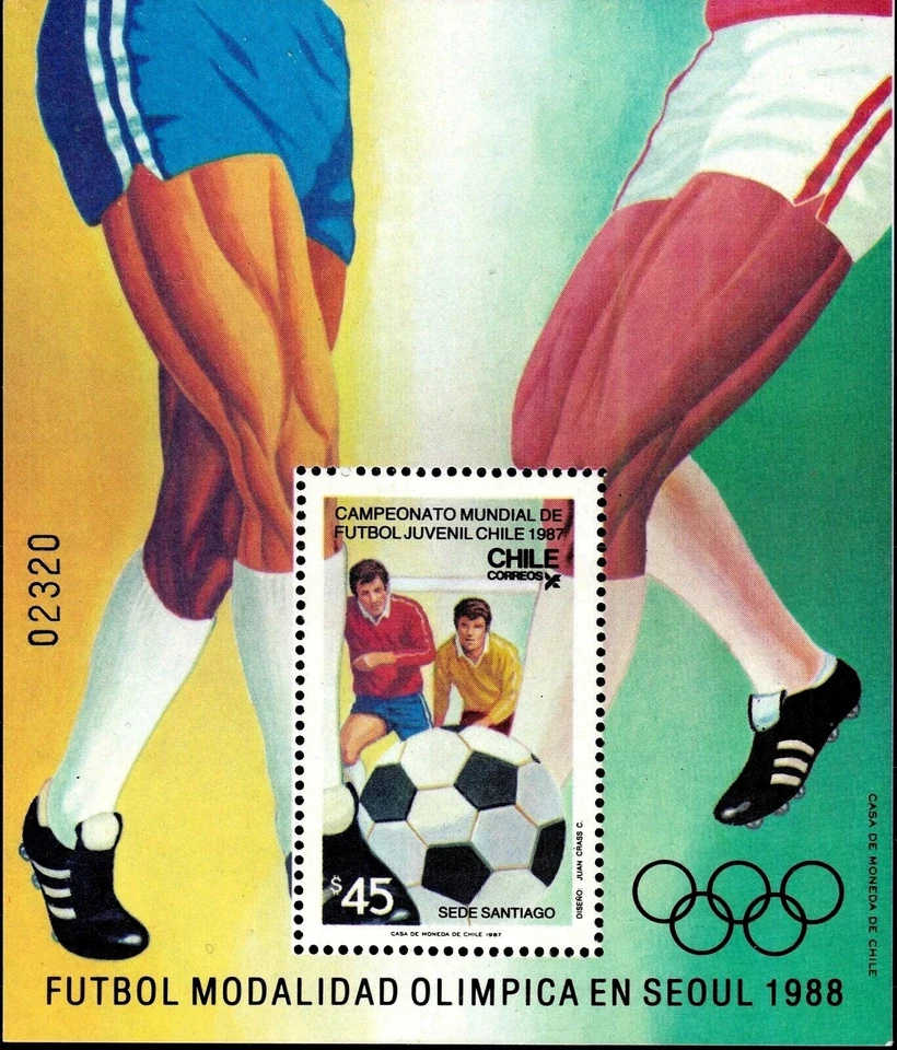 Chile 1987 Bloque Souvenir Campeonato Mundial Juvenil de Fútbol - sin envío a Estados Unidos Foto 1 de 1