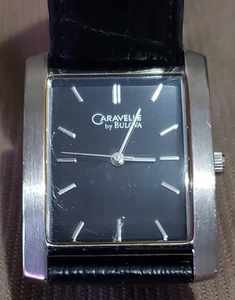 Caravelle By Bulova Quartz Black Dial Leather Band Men's Watch (C835121) - Picture 1 of 9