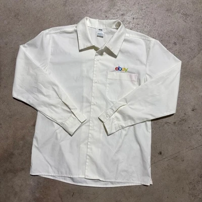 Camisa de Colección Empleada eBay Manga Larga Abotonada Blanca Para Hombre Grande Foto 1 de 4