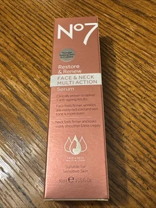 No7 Restore and Renew Face & Neck Multi Action Serum 1oz Firm Tone Wrinkles - Picture 1 of 5