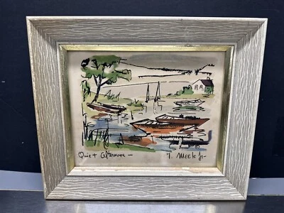 Vintage "Quiet Afternoon" Watercolor by Thomas Meek Jr w/ Original Frame - Image 1 of 4