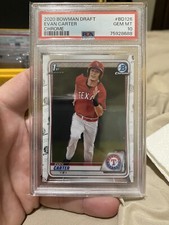 🔥PSA 10🔥2020 Bowman Chrome EVAN CARTER Texas Rangers GEM MINT🔥🔥