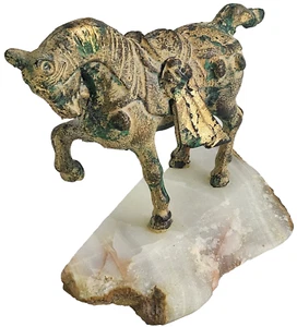 Statua replica vintage bronzo dinastia Tang TOYO Giappone cavallo patinato agata 5+ libbre - Foto 1 di 15