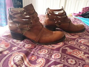 Freebird Steven All Leather Gypsy Strappy Ankle Bohemian Boots Shoes size 9 40 - Picture 1 of 9