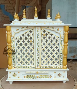 Tempio in legno Mandir fatto a mano Mandir Pooja Ghar Mandap per culto casa - Foto 1 di 6