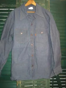 LEVIS Vtg 1970s Orange Tab 60664-2418 Denim Shirt Jacket chore Prison Split M/L - Picture 1 of 7