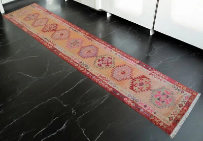 3x13 Runner Rug Turkish Rug HandMade Extra Long Hallway Rug Actual 2.7 x 13.3 ft - Image 1 of 4