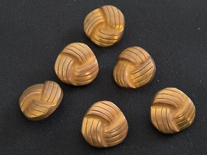 Six Vintage Goldtone Metal Sewing Buttons 3/4” Knot Shaped Shank Buttons Brass? - Picture 1 of 5