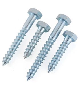 M6 M8 M10 M12 ZINC PLATED SELF-TAPPING WOOD SCREWS HEX HEAD BOLTS WOOD SCREW - Picture 1 of 10