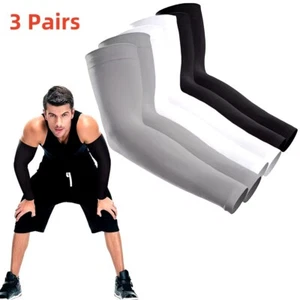 3 Pairs Cooling Arm Sleeves Cover UV Sun Protection Outdoor Sports For Men Wome - Picture 1 of 11