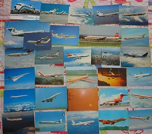 RARE LOT OF 30 COMMERCIAL AIRPLANES POSTCARDS FROM 70s CONCORDE DC-10 BOEING - Picture 1 of 11
