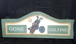 Gone Golfing Rustic Sign 18” x 9” 3D Lettering & Club Mancave Garage Wall Art - Picture 1 of 2