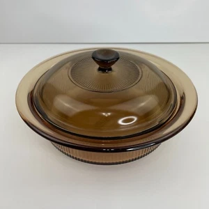 Vision Corning Ware V-31-B Amber Round 1L Casserole Dish and V-1.5-C Lid - Picture 1 of 11
