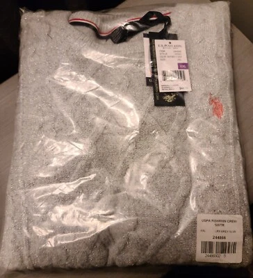 Suéter de Pescador de la Asociación de Polo de Estados Unidos - Cuello Redondo para Mujer - Plateado/Gris - NUEVO Foto 1 de 4