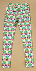 LulaRoe Leggings Shamrocks Clovers Flowers Green Orange Purple One Size - Picture 1 of 3