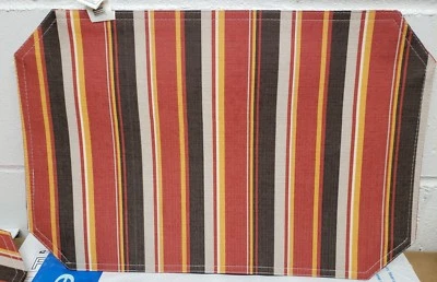 SET OF 3 FABRIC LINEN PLACEMATS 12" x 18", MULTICOLOR STRIPES by BH - Image 1 of 4