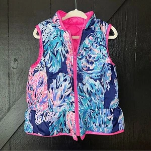 Lilly Pulitzer Girl’s Melanie Prosecco Pink Reversible Peplum Quilted Vest XS - Picture 1 of 11