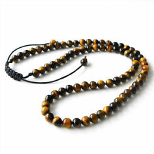 Fashion Men Women Yellow Tiger's Eye Yoga 6mm Round Beads Gemstone Necklace 18"