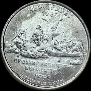 Heavy Grease Strike Thru Error! 1999 New Jersey State Quarter WOW Stuck Through - Picture 1 of 6