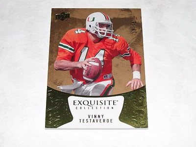 2014 Exquisite VINNY TESTAVERDE #24 College Gold/75 Miami HURRICANES - NY Jets - Image 1 of 2