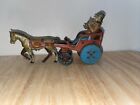 1920s German Tin Nickel Toy Trumpet Player & Horse Cart