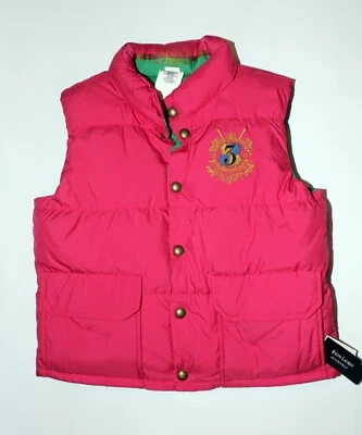 Новый с Ярлыками девочка XL 16 Ralph Lauren вниз заполненный двусторонний пуховик жилет розовый/зеленый  - Изображение 1 из 4
