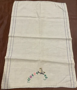 "Cubierta de mesa de toalla de té bordada floral con flores mariposa de colección 21"" x 15" - Imagen 1 de 7